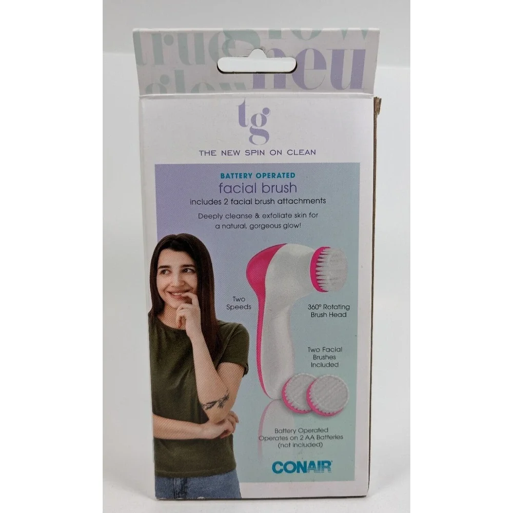 Conair True Glow Facial Cleansing Brush Battery Operated w/ 2 Attachments FCB7